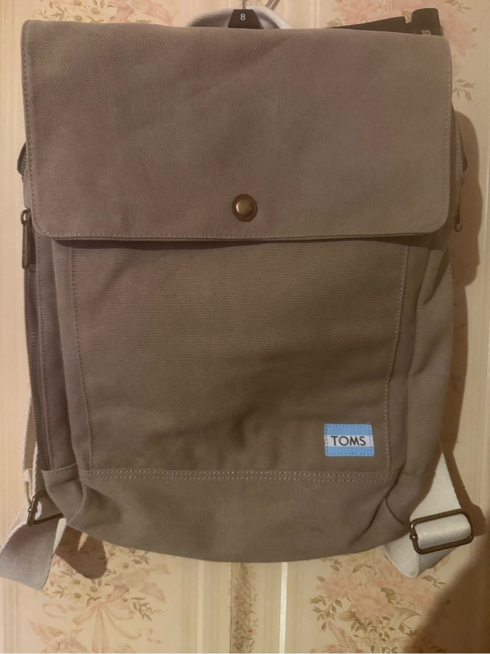 TOMS Canvas Flap Backpack in Gray
